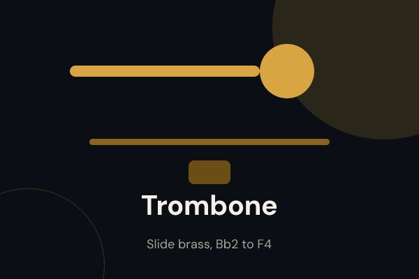 Virtual trombone — brass slide and bell close-up
